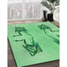 Machine Washable Transitional Jade Green Rug in a Family Room, wshpat158grn