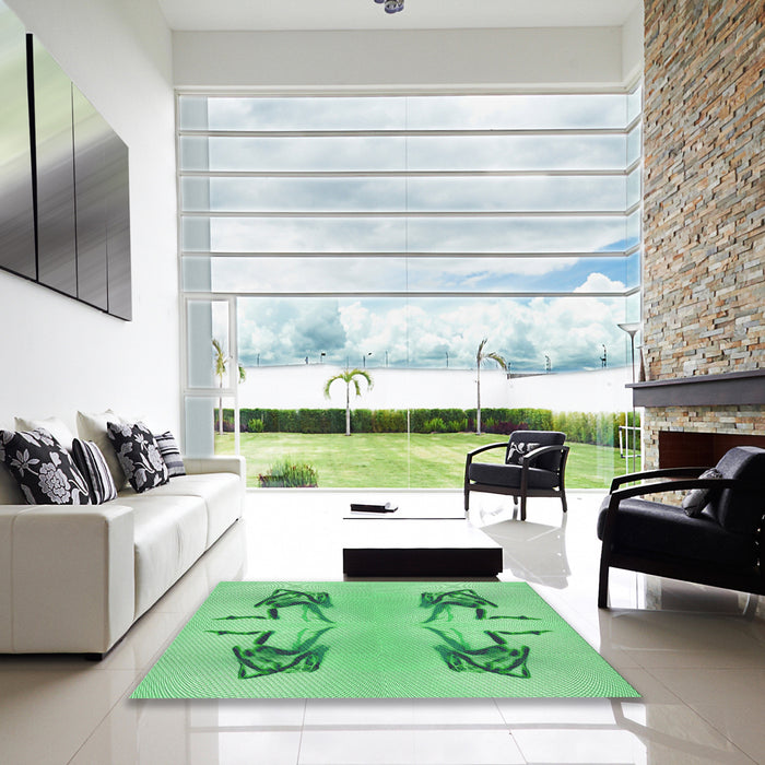 Machine Washable Transitional Jade Green Rug in a Kitchen, wshpat158grn