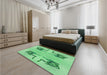 Patterned Jade Green Rug in a Bedroom, pat158grn