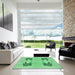 Square Patterned Jade Green Rug in a Living Room, pat158grn