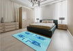 Patterned Blue Rug in a Bedroom, pat158lblu