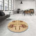 Round Patterned Yellow Rug in a Office, pat158org