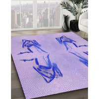 Patterned Medium Slate Blue Rug, pat158pur