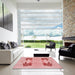 Square Patterned Baby Pink Rug in a Living Room, pat158rd