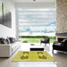 Machine Washable Transitional Yellow Rug in a Kitchen, wshpat158yw