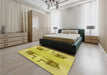 Patterned Yellow Rug in a Bedroom, pat158yw