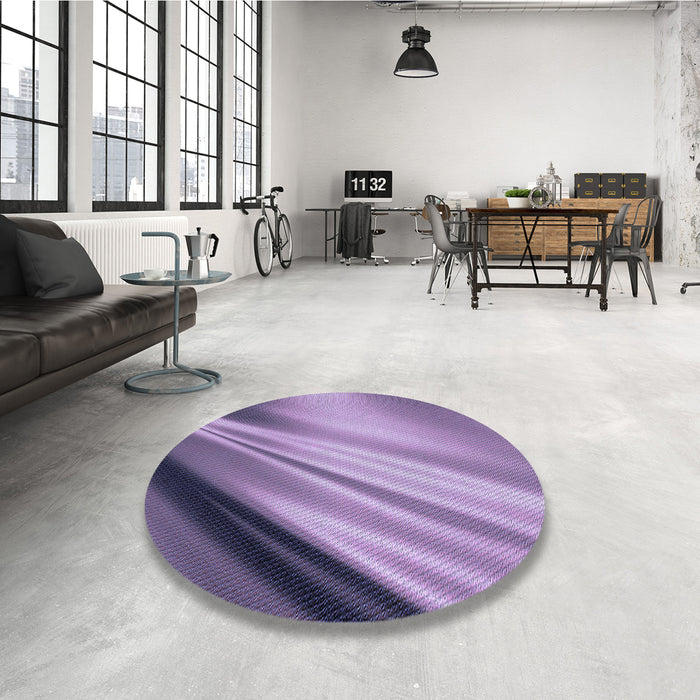 Round Patterned Bright Lilac Purple Rug in a Office, pat1580blu
