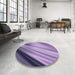 Round Patterned Bright Lilac Purple Rug in a Office, pat1580blu