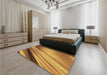 Patterned Mahogany Brown Rug in a Bedroom, pat1580brn