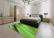 Patterned Dark Lime Green Rug in a Bedroom, pat1580grn