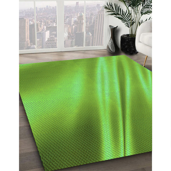 Patterned Dark Lime Green Rug in Family Room, pat1580grn