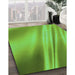 Patterned Dark Lime Green Rug in Family Room, pat1580grn