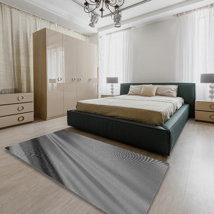 Round Machine Washable Transitional Grey Gray Rug in a Office, wshpat1580gry