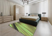 Patterned Yellow Green Rug in a Bedroom, pat1580lblu