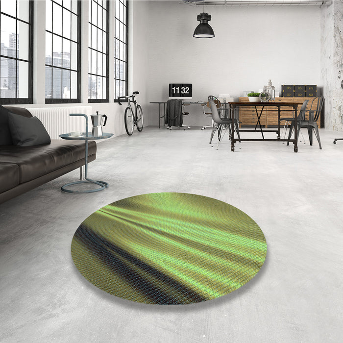 Round Patterned Yellow Green Rug in a Office, pat1580lblu