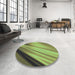 Round Patterned Yellow Green Rug in a Office, pat1580lblu