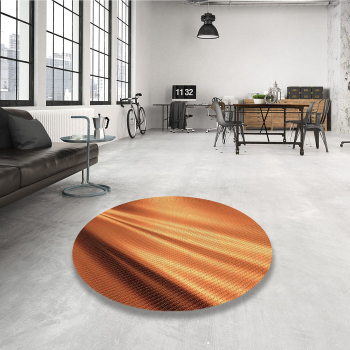 Round Patterned Red Rug in a Office, pat1580org