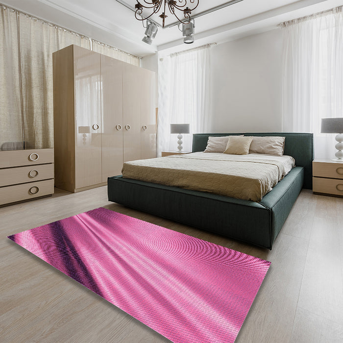 Round Machine Washable Transitional Pink Rug in a Office, wshpat1580pur