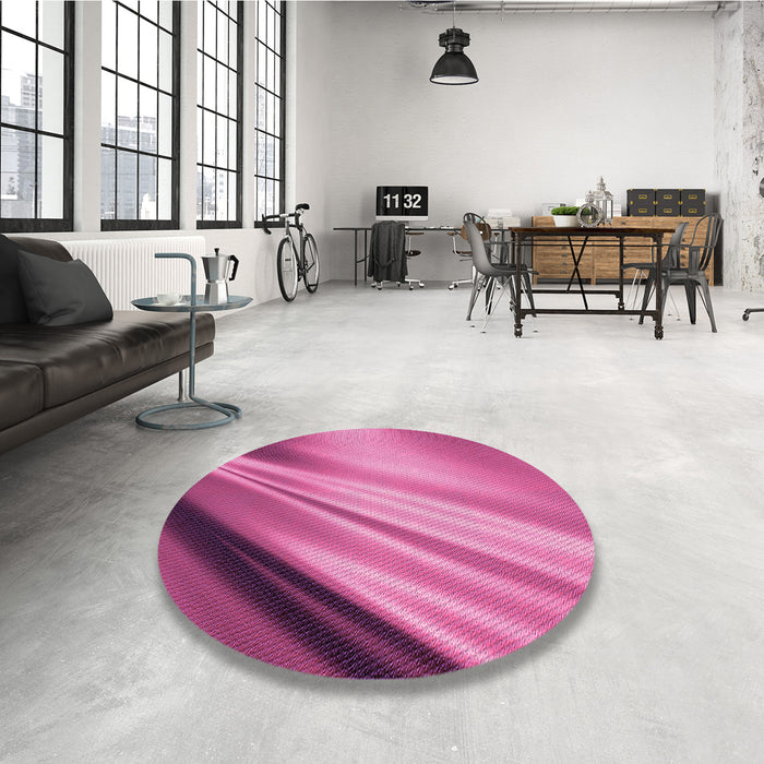 Round Patterned Pink Rug in a Office, pat1580pur