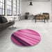 Round Patterned Pink Rug in a Office, pat1580pur