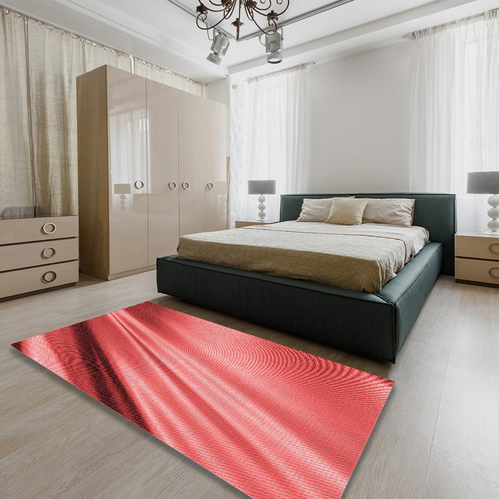 Round Machine Washable Transitional Red Rug in a Office, wshpat1580rd