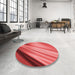 Round Patterned Red Rug in a Office, pat1580rd