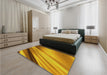 Patterned Deep Yellow Rug in a Bedroom, pat1580yw