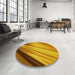 Round Patterned Deep Yellow Rug in a Office, pat1580yw