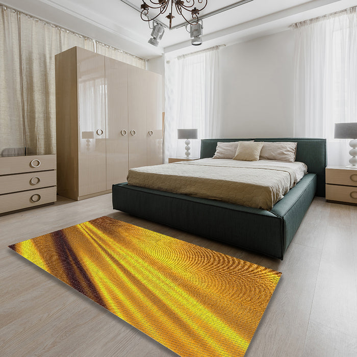 Machine Washable Transitional Mahogany Brown Rug in a Bedroom, wshpat1580