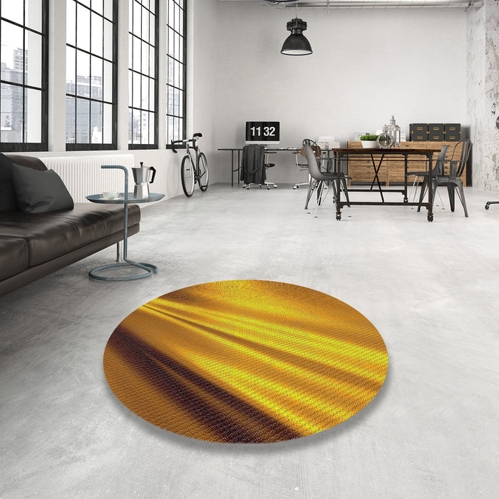 Round Patterned Mahogany Brown Novelty Rug in a Office, pat1580