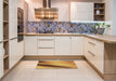 Patterned Mahogany Brown Rug in a Kitchen, pat1581brn