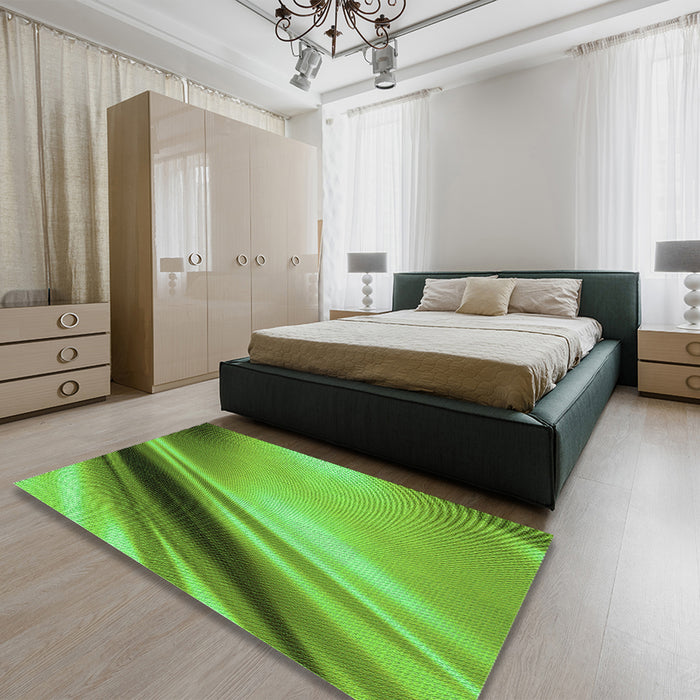 Round Machine Washable Transitional Emerald Green Rug in a Office, wshpat1581grn