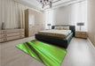 Patterned Emerald Green Rug in a Bedroom, pat1581grn