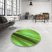 Round Patterned Emerald Green Rug in a Office, pat1581grn