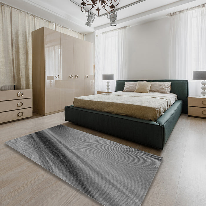 Round Machine Washable Transitional Grey Gray Rug in a Office, wshpat1581gry