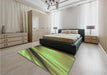 Patterned Yellow Green Rug in a Bedroom, pat1581lblu