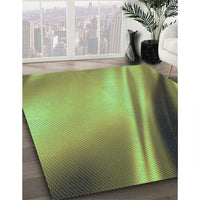 Patterned Yellow Green Rug, pat1581lblu