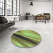 Round Patterned Yellow Green Rug in a Office, pat1581lblu
