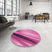 Round Patterned Pink Rug in a Office, pat1581pur