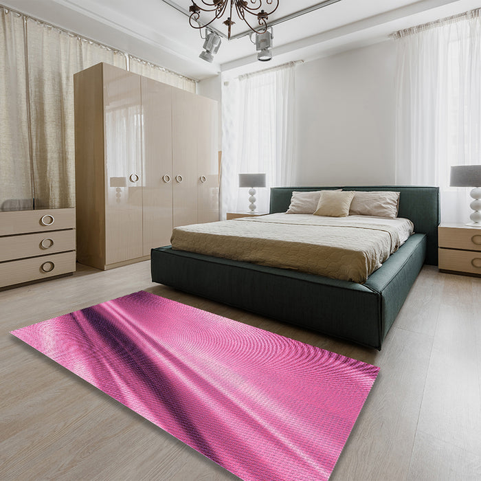 Round Machine Washable Transitional Pink Rug in a Office, wshpat1581pur