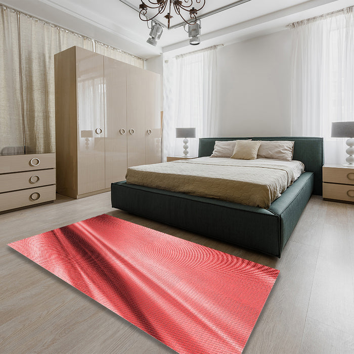 Round Machine Washable Transitional Red Rug in a Office, wshpat1581rd