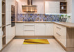 Patterned Deep Yellow Rug in a Kitchen, pat1581yw