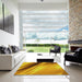 Machine Washable Transitional Deep Yellow Rug in a Kitchen, wshpat1581yw