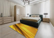 Patterned Deep Yellow Rug in a Bedroom, pat1581yw