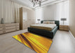 Machine Washable Transitional Mahogany Brown Rug in a Bedroom, wshpat1581