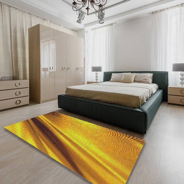 Machine Washable Transitional Mahogany Brown Rug in a Bedroom, wshpat1581