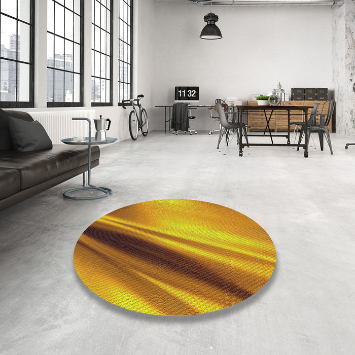 Round Patterned Mahogany Brown Novelty Rug in a Office, pat1581