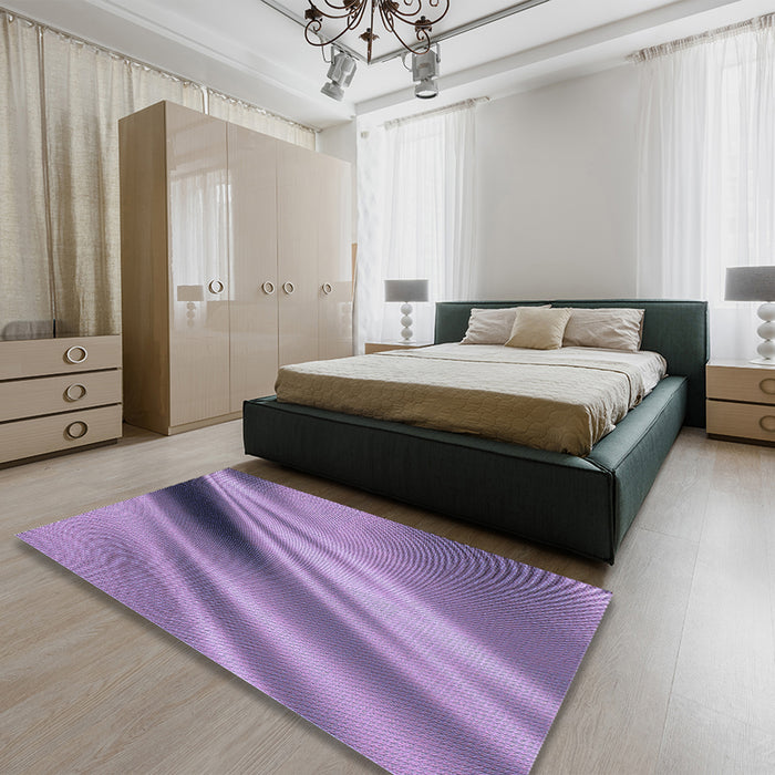 Round Machine Washable Transitional French Lilac Purple Rug in a Office, wshpat1582blu