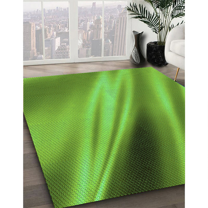 Patterned Dark Lime Green Rug in Family Room, pat1582grn