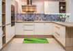 Patterned Dark Lime Green Rug in a Kitchen, pat1582grn